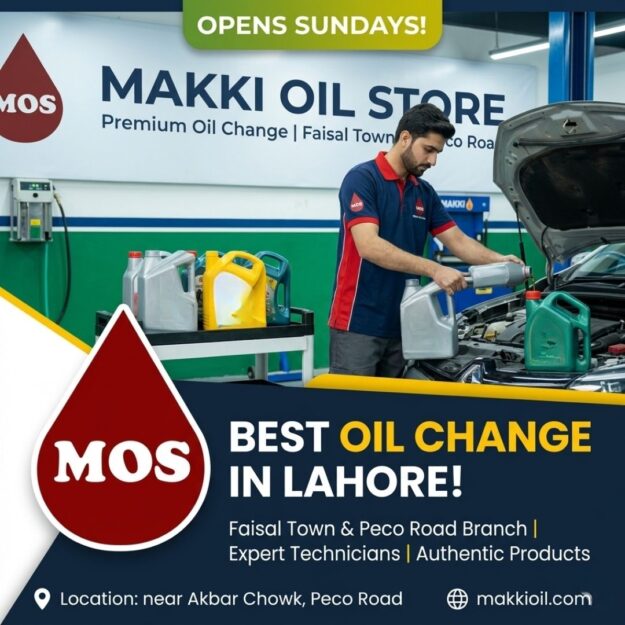 Need a quick oil change near Akbar Chowk? Visit Makki Oil Store in Faisal Town for premium engine lubricants, expert technicians, and affordable car care. Need a quick oil change near Akbar Chowk? Visit Makki Oil Store in Faisal Town for premium engine lubricants, expert technicians, and affordable car care.