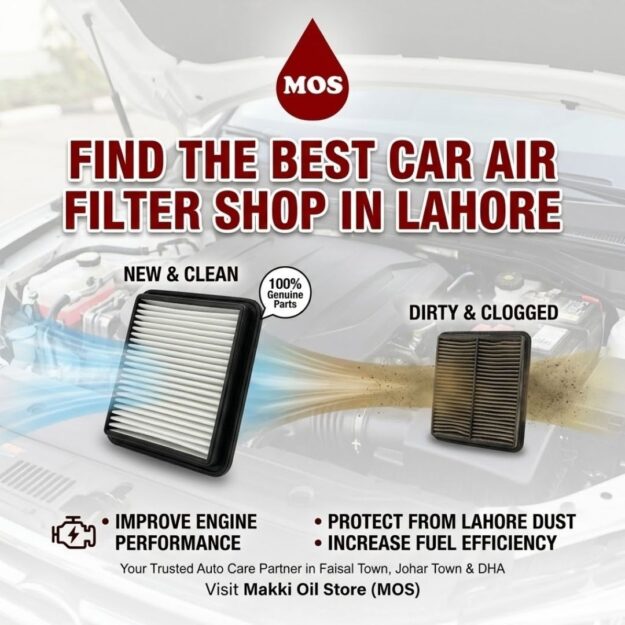 Protect your engine from Lahore’s dust. Visit Makki Oil Store, the best car air filter shop in Lahore, for premium filters, professional installation, and expert maintenance.