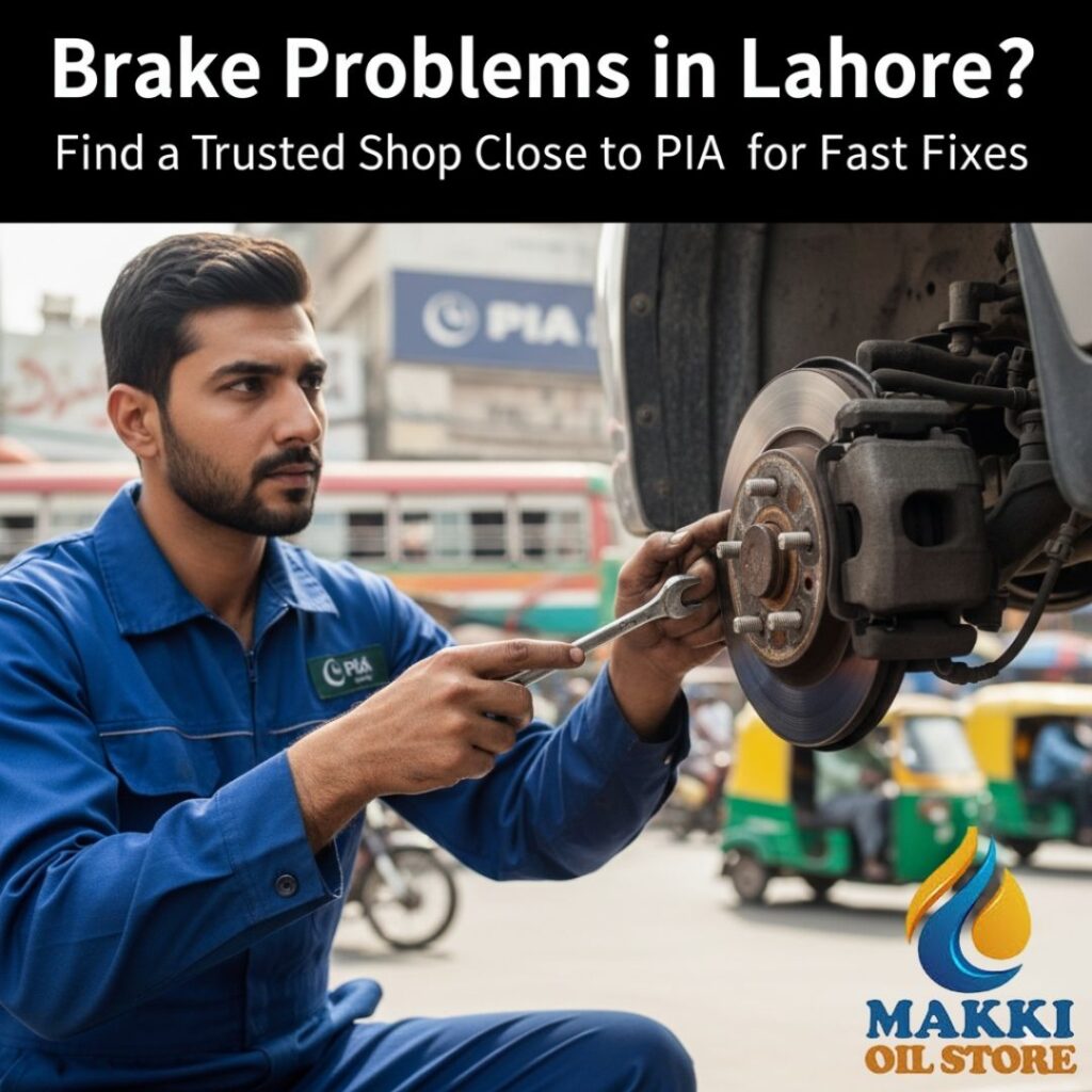 Graphic showcasing brake repair options in Lahore, emphasizing a trusted shop near PIA for efficient fixes.
