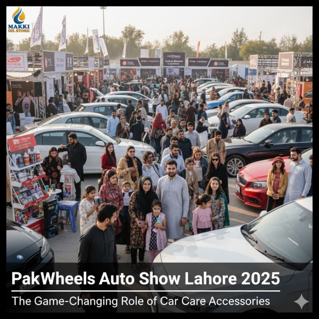 Auto enthusiasts gather at the PakWheels Auto Show in Lahore, showcasing various vehicles and automotive innovations.
