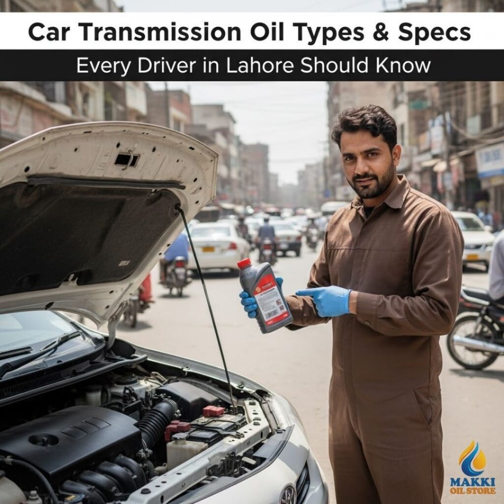 Infographic illustrating different car transmission oil types and their specifications.