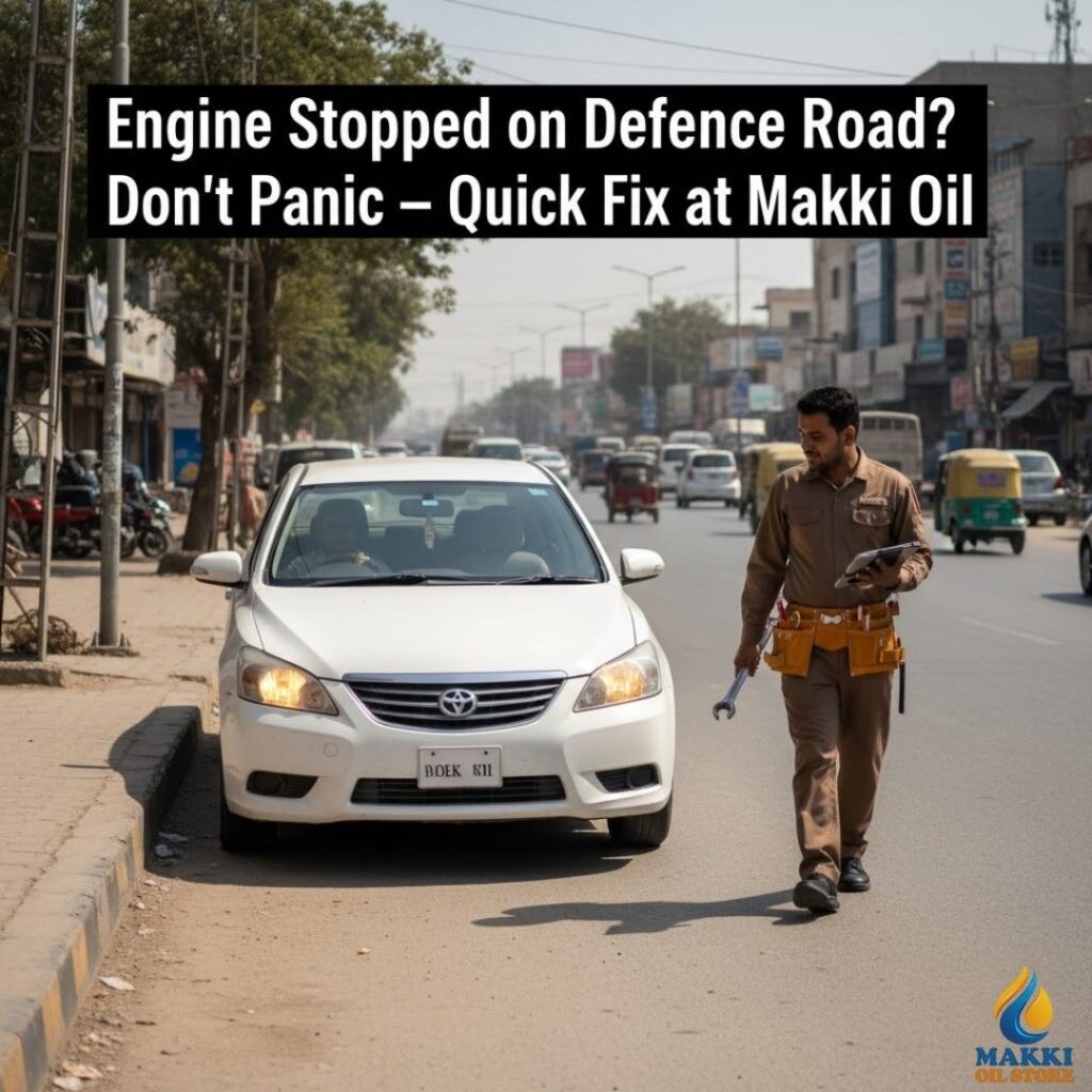 Vehicle breakdown on Defence Road; Mark Oil offers a quick fix. Remain calm, help is close at hand.